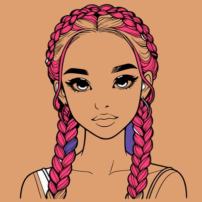 realistic girl with braids