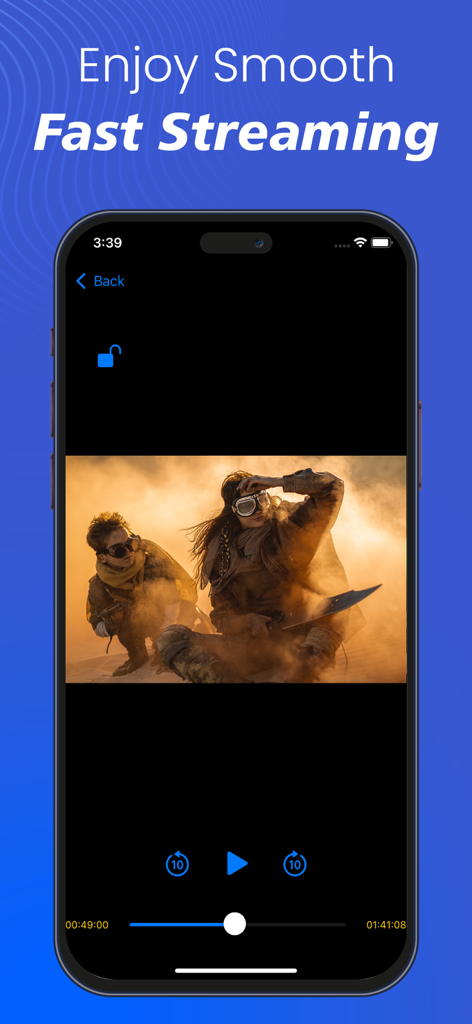IPTV Smart Player, Live Stream - IPTV Smart Player mobile interface showing a movie stream with playback controls