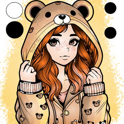 realistic girl in a animal pjs hoodie