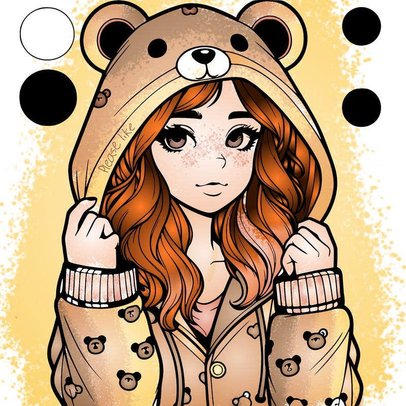 realistic girl in a animal pjs hoodie