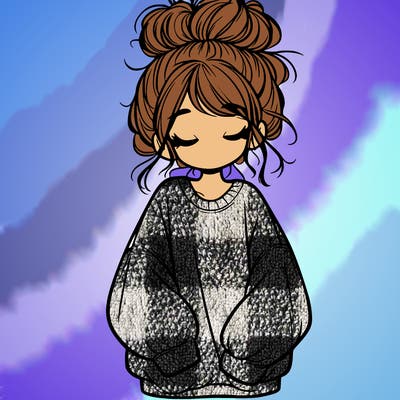 girl with baggy sweatshirt and messy bun