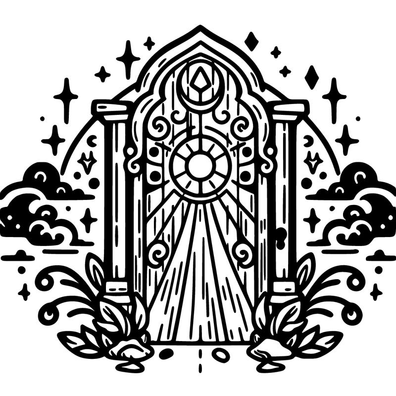 mystic tattoo of a door to another world