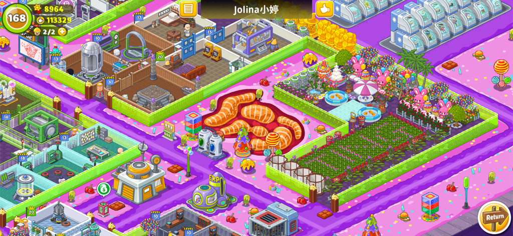 Fun Hospital - Tycoon is back - Vista isométrica colorida de un diseño de hospital personalizado con salas médicas y jardines decorativos en Fun Hospital Tycoon