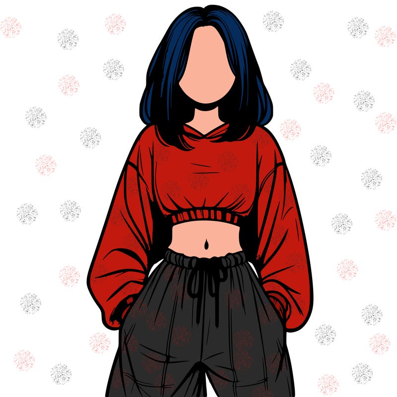 realistic girl faceless with baggy pants and a crop top