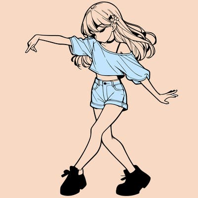 realistic girl danceing