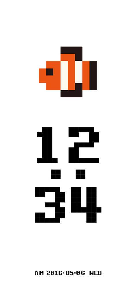 Clock Pocket:standby widget - Pixel art clownfish and digital clock theme for iPhone standby mode