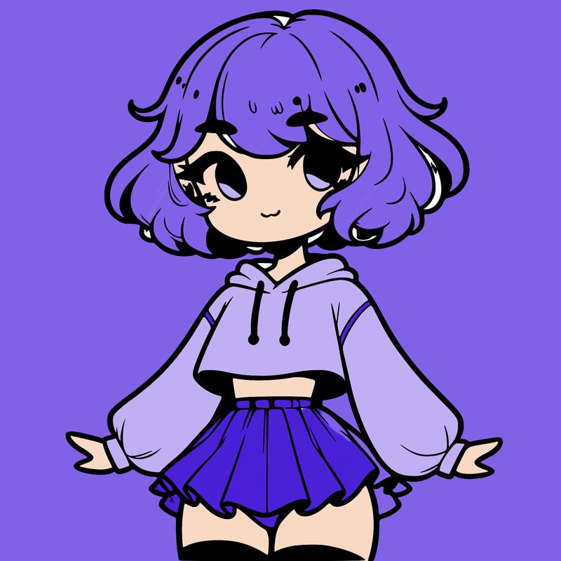 cute femboy with short, fluffy hair that softly frames their face, wearing a cropped hoodie, paired with a flouncy short skirt, and thigh-high stockings