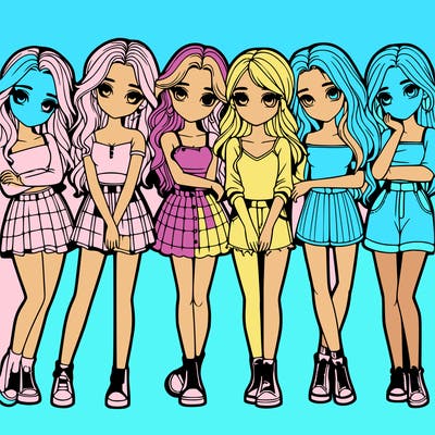 a group of girls realistic