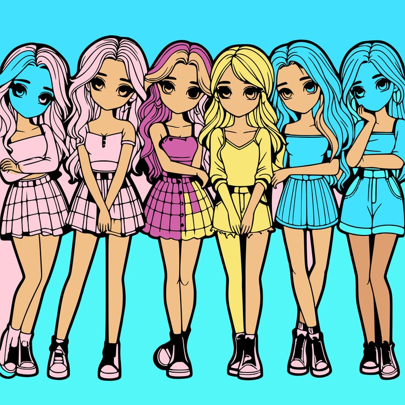 a group of girls realistic