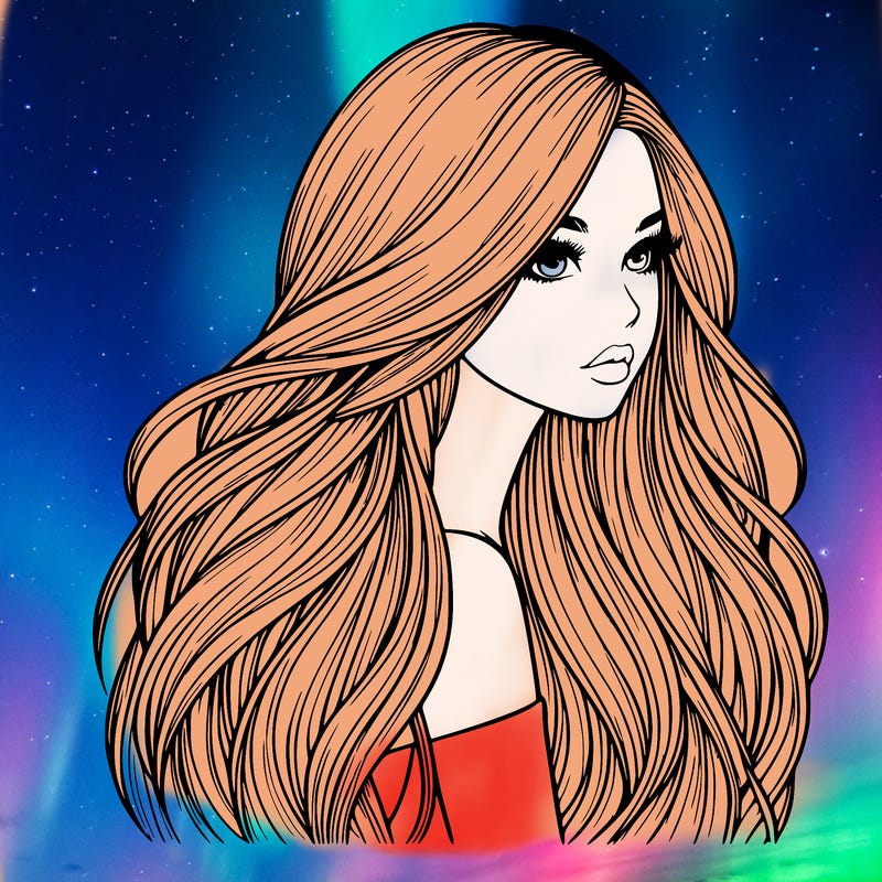 realistic girl with long realistic hair