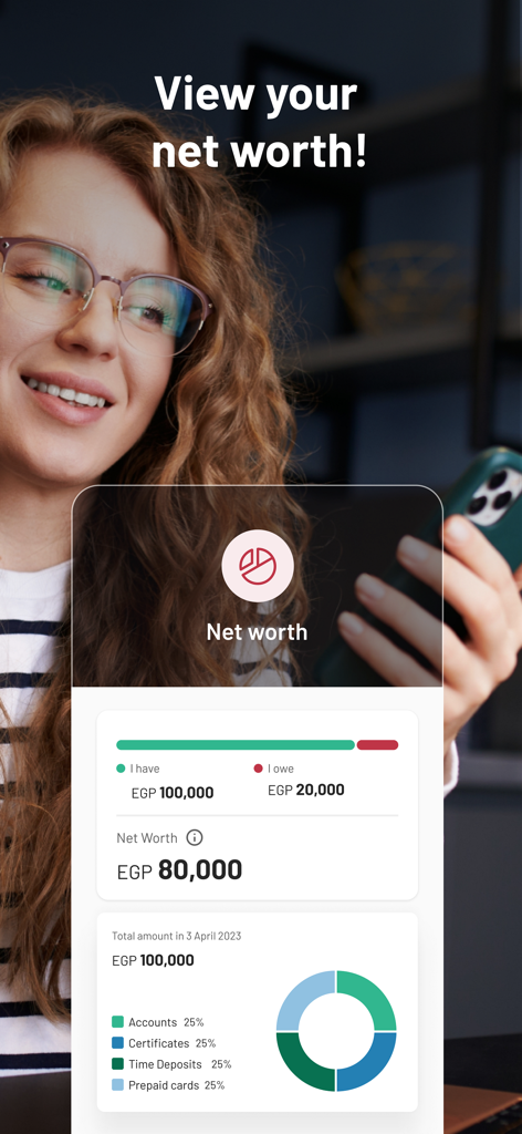 BM Online - BM Online App-Oberfläche mit Nettovermögens-Dashboard und Vermögensallokationsdiagramm