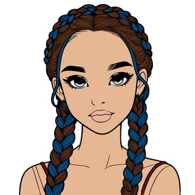 realistic girl with braids