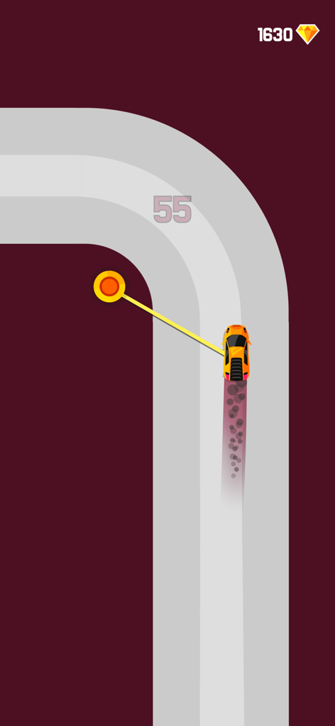 Un coche deportivo naranja derrapando en una curva en el juego móvil Sling Drift.