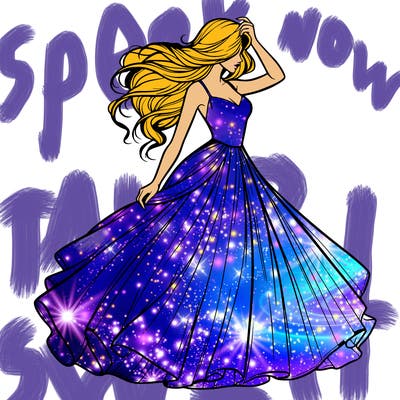 realistic woman with dress flowing in the wind