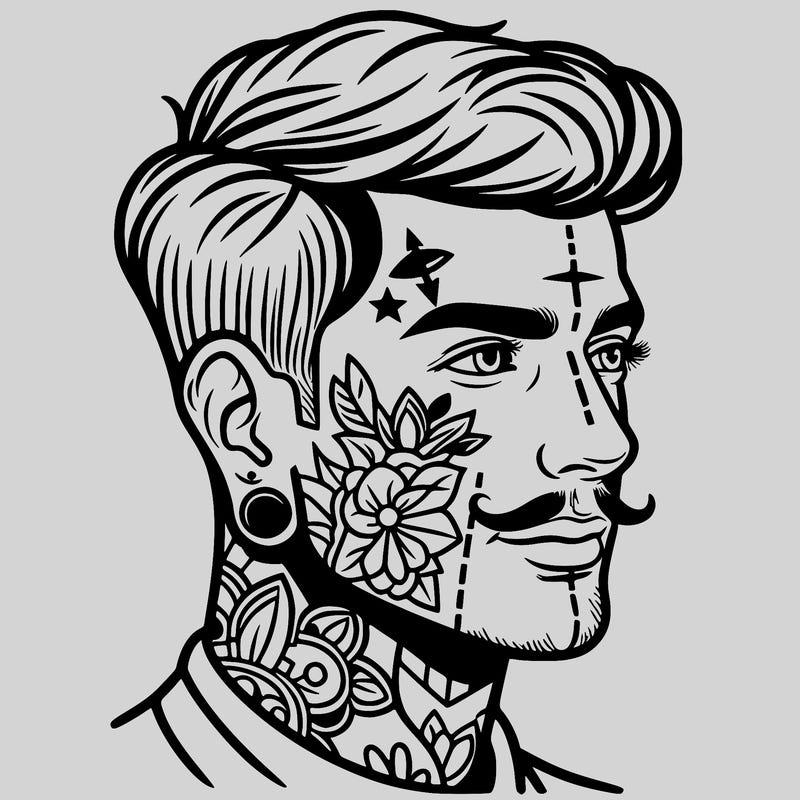 man with face tattoos
