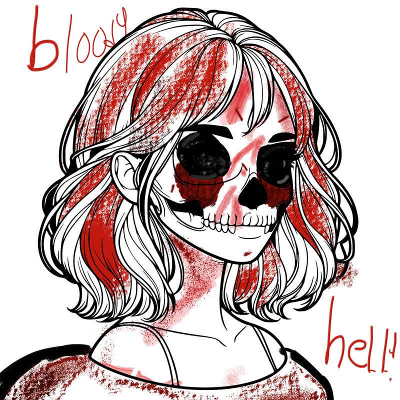 realistic girl with skull