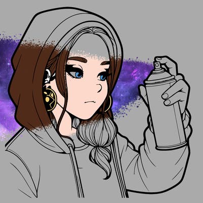 a realistic girl, spray painting
