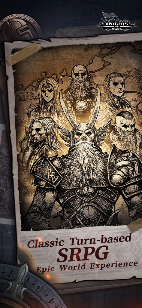 Knights of Ages - A group of medieval fantasy characters in a hand drawn sketch art style from the classic turn based SRPG Knights of Ages.