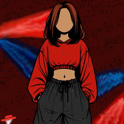 realistic girl faceless with baggy pants and a crop top