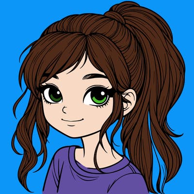 realistic girl with ponytail