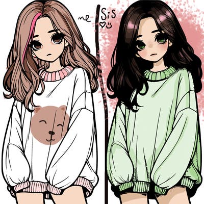 realistic girl with baggy sweater