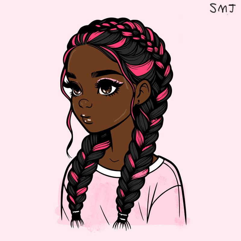 realistic girl with braids