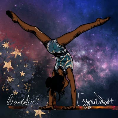 realistic gymnastic hand stand girl in four splits