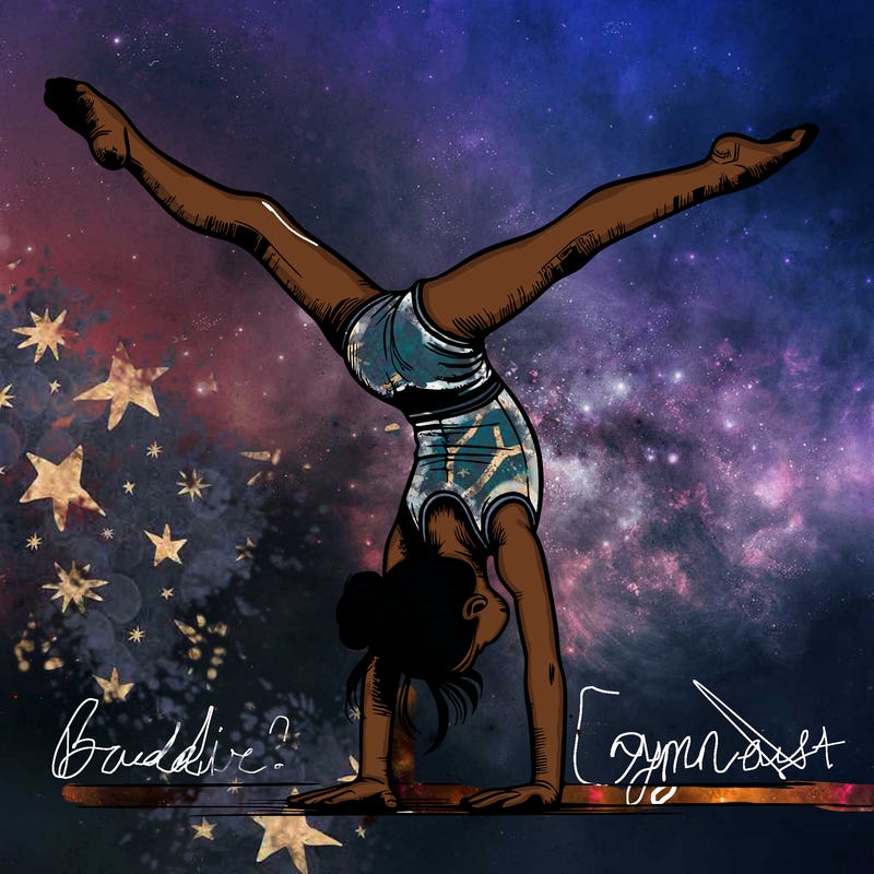 realistic gymnastic hand stand girl in four splits
