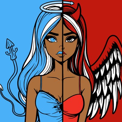 devil vs angel realistic girl