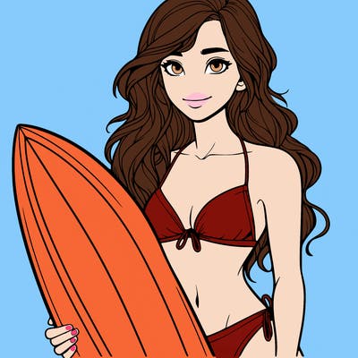 realistic girl surfer