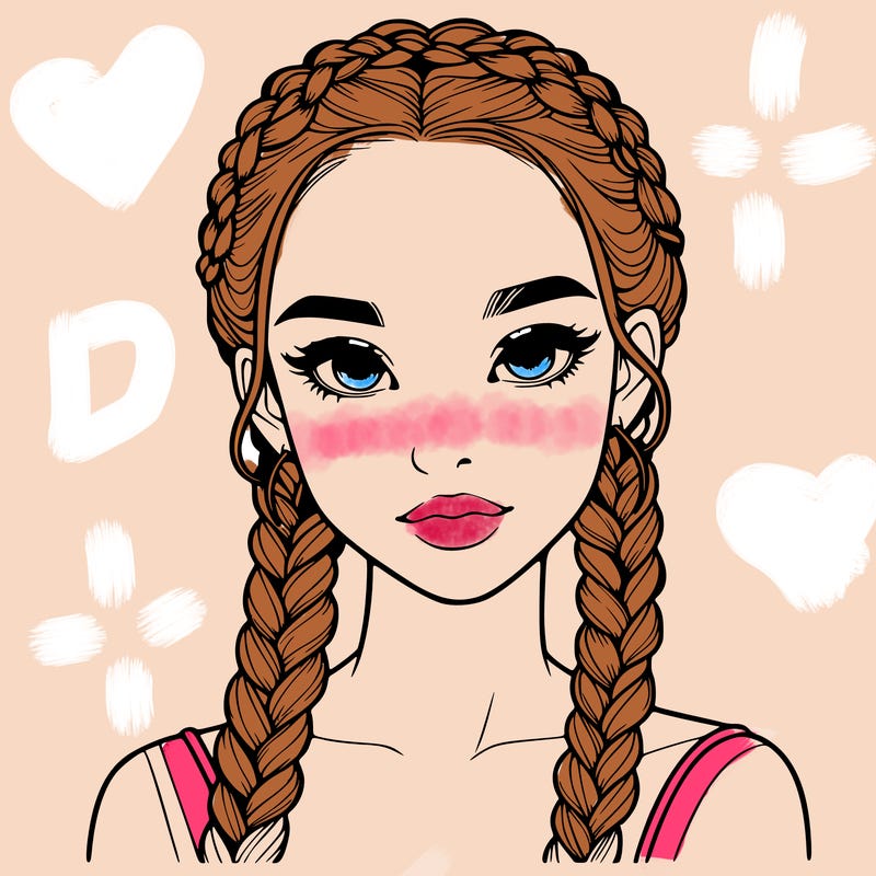 realistic girl with braids