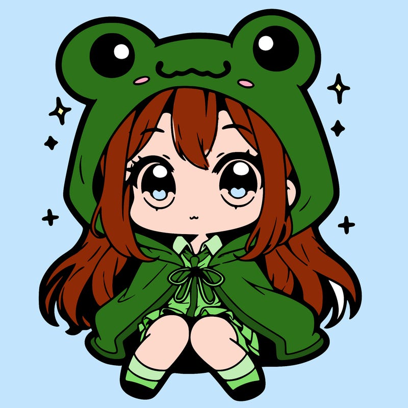 chibi girl with frog hoodie