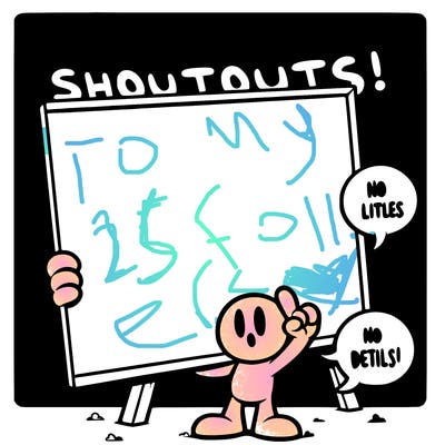 blank canvas that says above it shoutouts