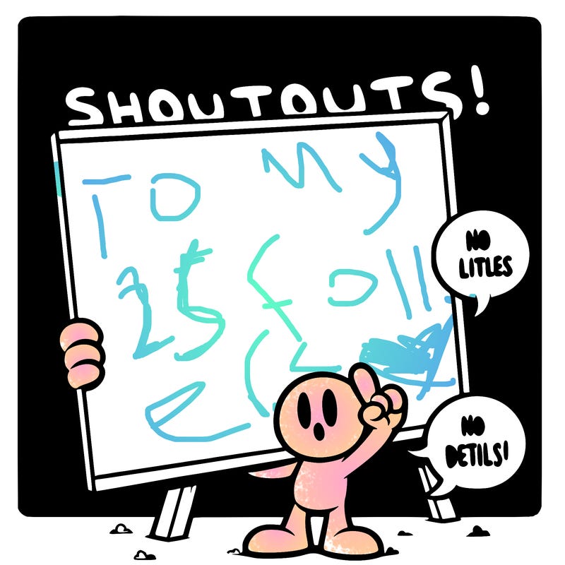 blank canvas that says above it shoutouts