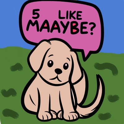 a puppy that says 5 like maybe