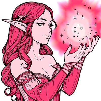 realistic elf girl doing magic