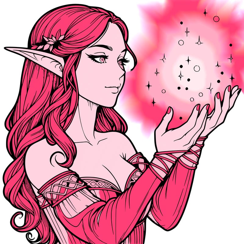 realistic elf girl doing magic