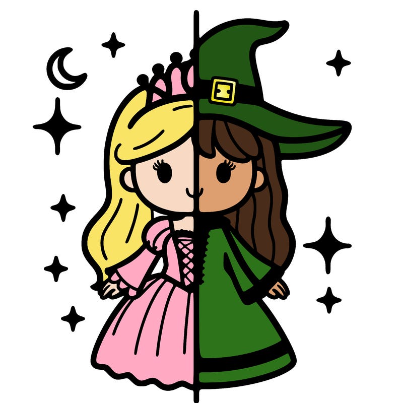split princess and witch