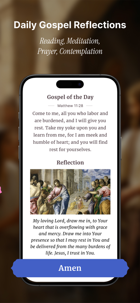 Oremus - Catholic Bible&Prayer - Daily Gospel reflection and prayer screen in the Oremus Catholic app