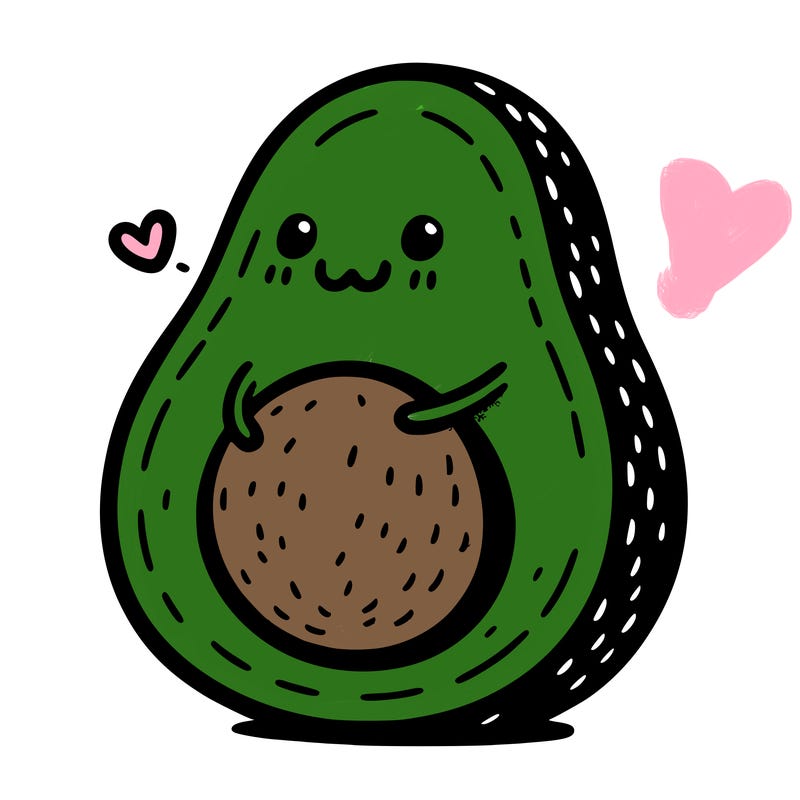 an avocado hugging an avocado