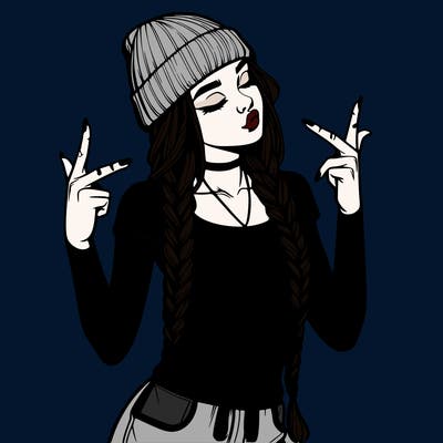 realistic teenage girl with braids and a beanie and crop top doing 🫶🏼