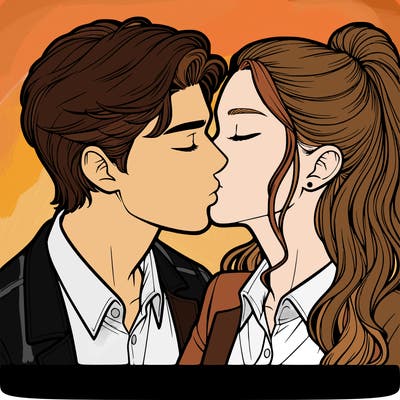 two  realistic people kissing