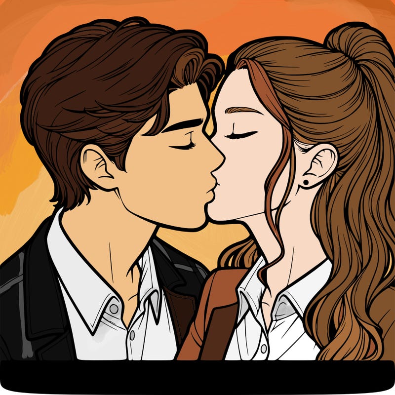 two  realistic people kissing