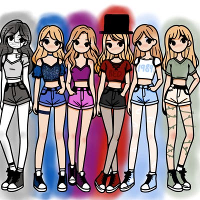 a group of girls wearing crop tops and shorts