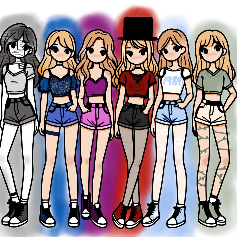 a group of girls wearing crop tops and shorts