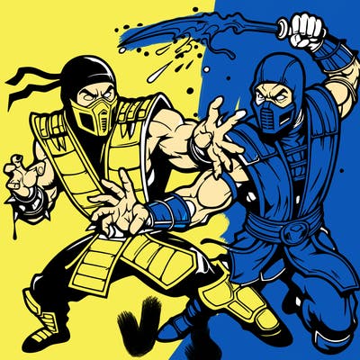 mortal kombat scorpion and sub zero fighting