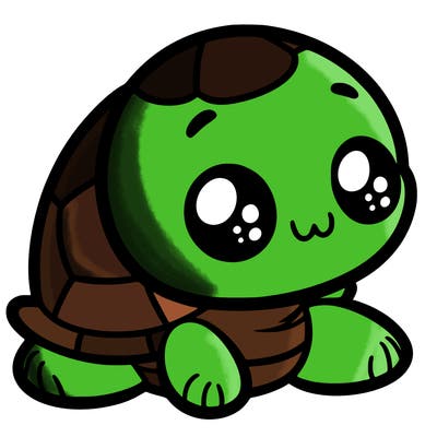 cute little animated turtle