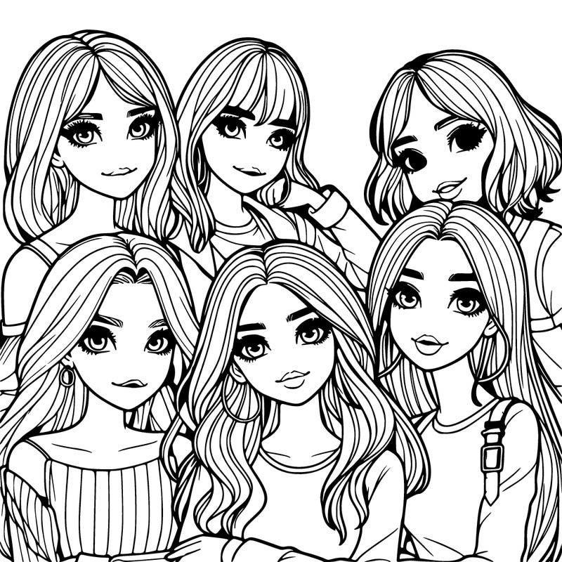 a group of girls realistic