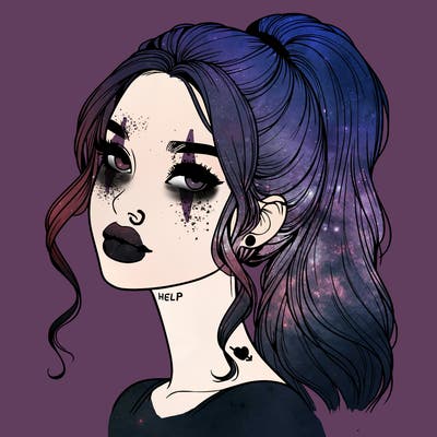 realistic girl with a ponytail on her hair and lips