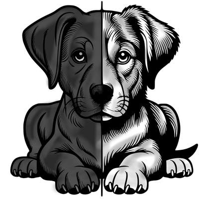 realistic dog split picture